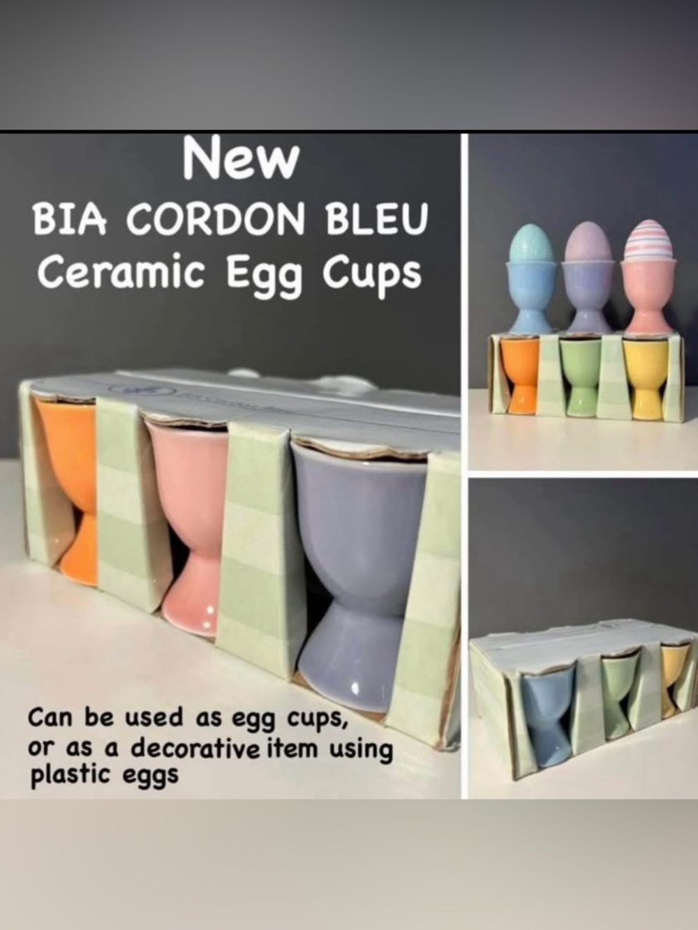 New Ceramic Egg Cups Set - Pastel Orange, Pink, Lavender, Mint